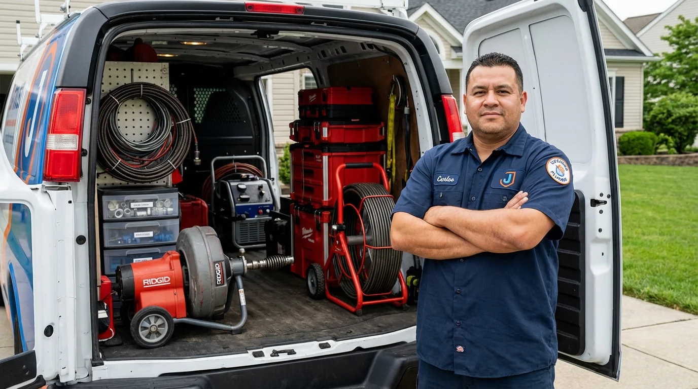 Professional drain cleaning equipment and Johns Plumbing LLC plumber in Douglass