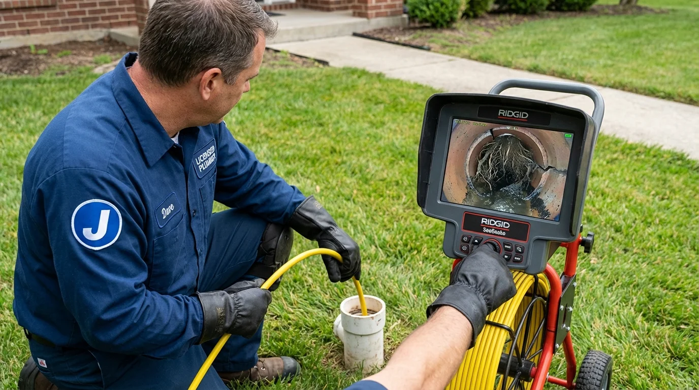 Sewer camera inspection being performed by Johns Plumbing LLC in Douglass